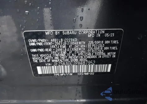 2023 Subaru Forester Sport from USA, damaged, VIN JF2SKAGC2PH487952